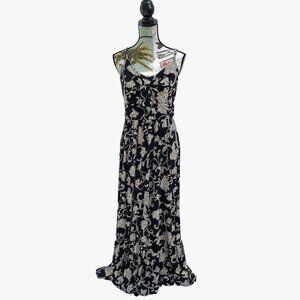 Anthropologie Moulinette Soeurs Maxi Dress Womens L Black Floral Sleeveless Boho